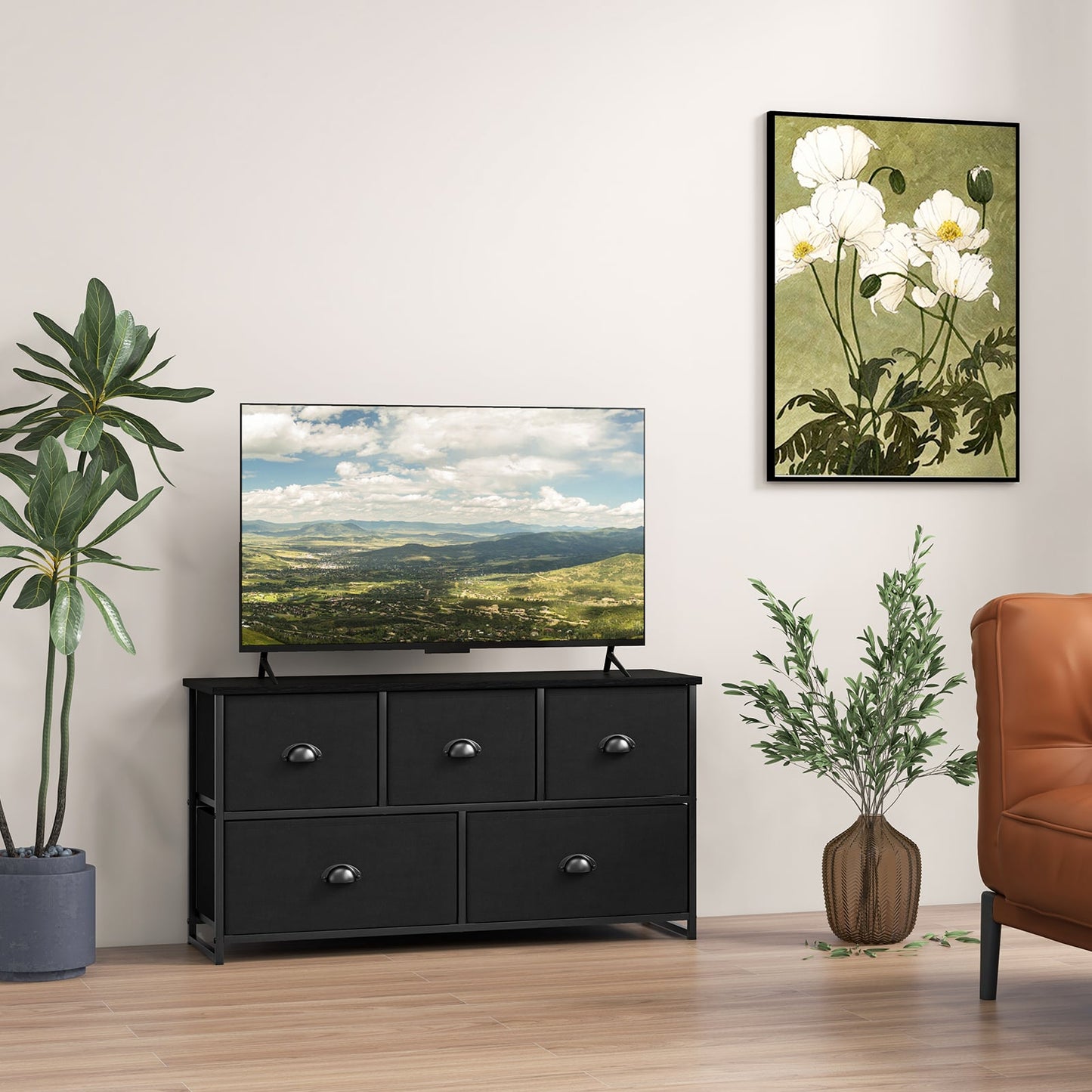 Fabric Drawer Cabinet for Wardrobe, Bedroom, Living Room-Black