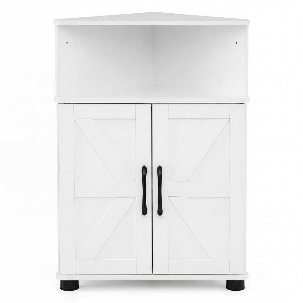 Farmhouse Bathroom Corner Storage Cabinet-White
