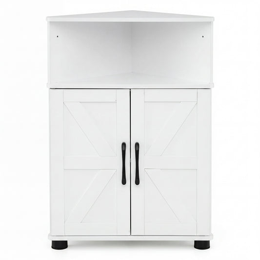 Farmhouse Bathroom Corner Storage Cabinet-White