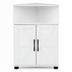 Farmhouse Bathroom Corner Storage Cabinet-White