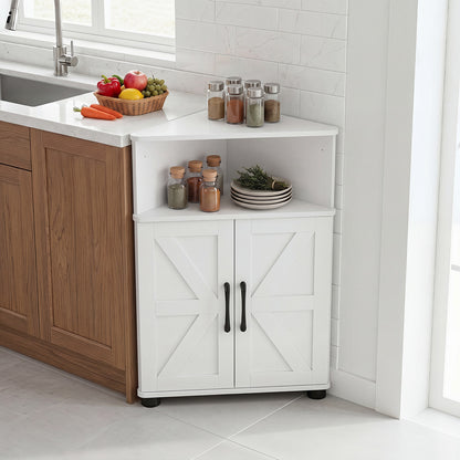 Farmhouse Bathroom Corner Storage Cabinet-White