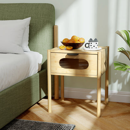Farmhouse Bedside Table Nightstand Set of 2 with Tempered Glass Decorated Drawer