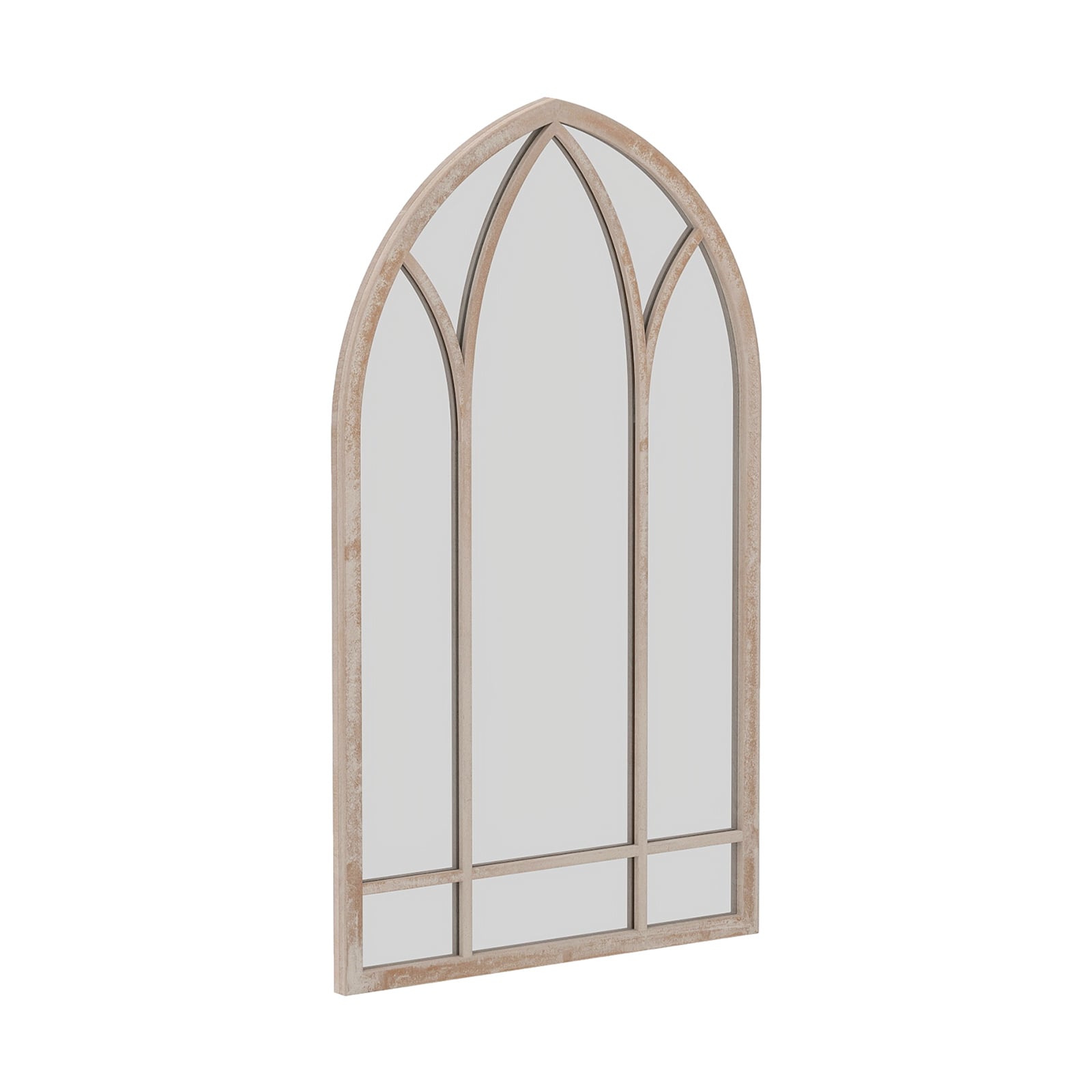 Farmhouse Window Pane Mirror Large Arched Wall Mounted Mirror with Metal Frame 83 x 48 cm-Grey