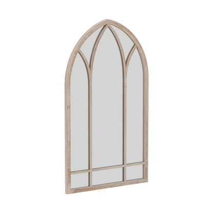 Farmhouse Window Pane Mirror Large Arched Wall Mounted Mirror with Metal Frame 83 x 48 cm-Grey