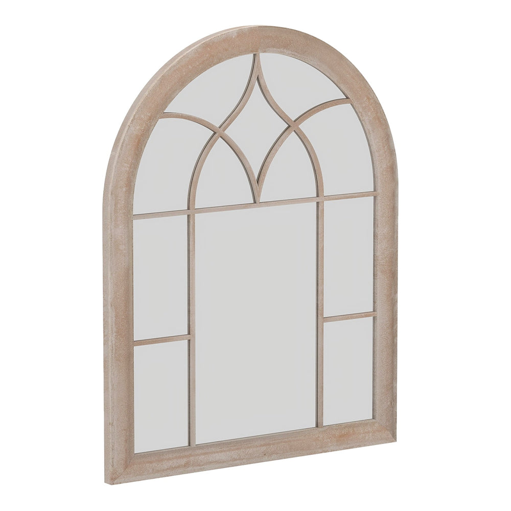 Farmhouse Window Pane Mirror Large Arched Wall Mounted Mirror with Metal Frame 88.5 x 69 cm-Grey