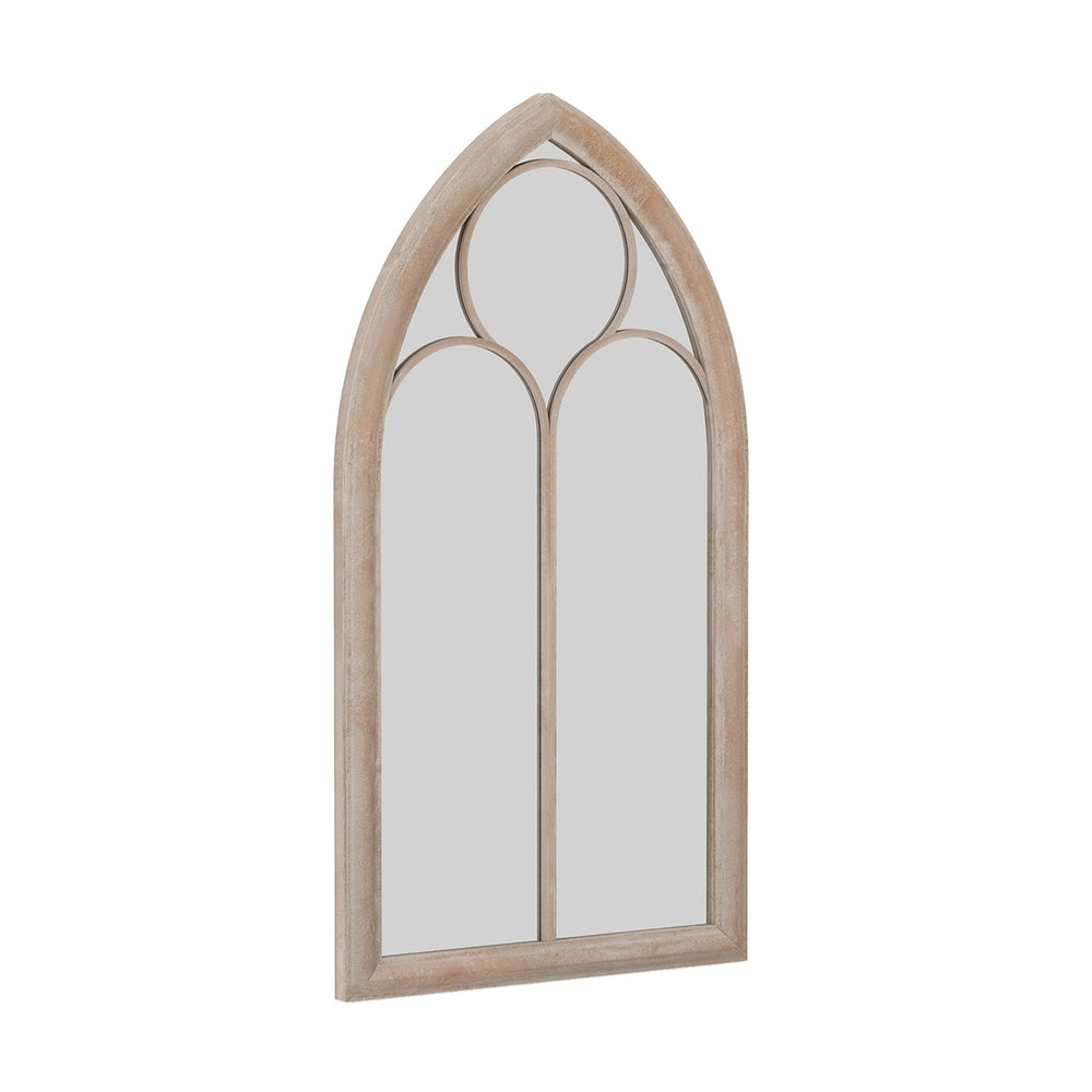 Farmhouse Window Pane Mirror Large Arched Wall Mounted Mirror with Metal Frame-Grey