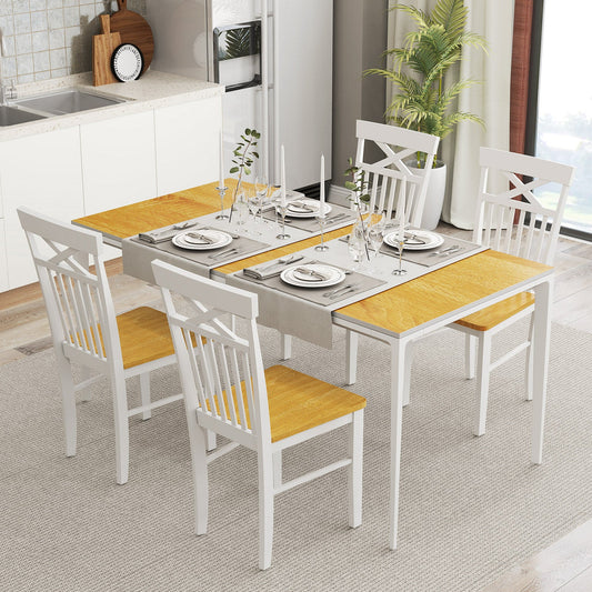 Farmhouse Dining Chair Set of 4 Wooden Kitchen Chair with Rubber Wood Frame