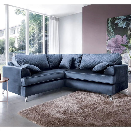 Fergasson Velvet Corner Sofa - Oxford Blue