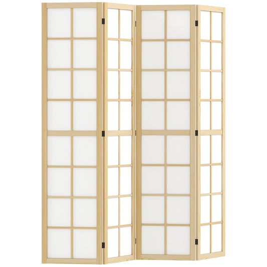 HOMCOM 4 Panel Folding Room Divider, Freestanding Room Separator, Indoor Privacy Screen for Living Room, Bedroom, 160 x 170cm