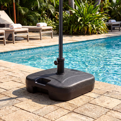 Fillable Square Patio Umbrella Base Heavy-Duty Stand with 3 Couplers-Black