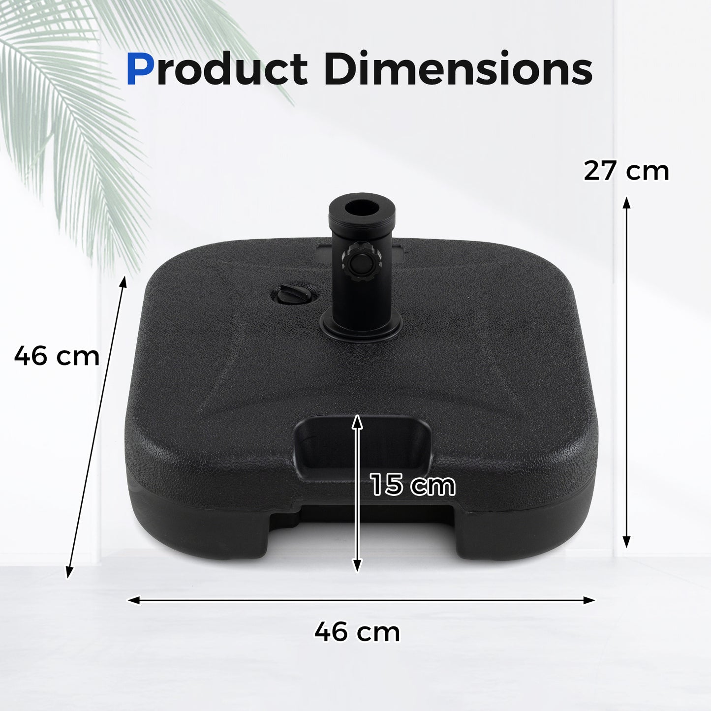 Fillable Square Patio Umbrella Base Heavy-Duty Stand with 3 Couplers-Black