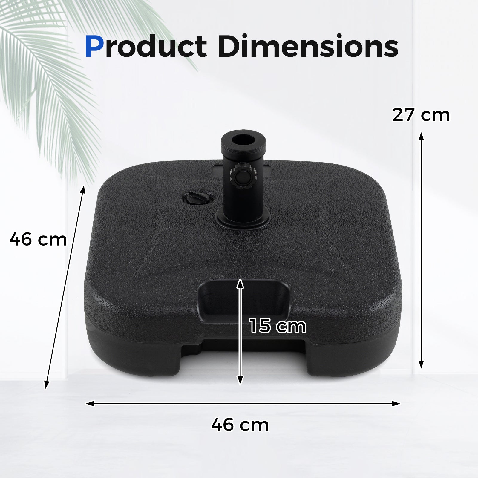 Fillable Square Patio Umbrella Base Heavy-Duty Stand with 3 Couplers-Black
