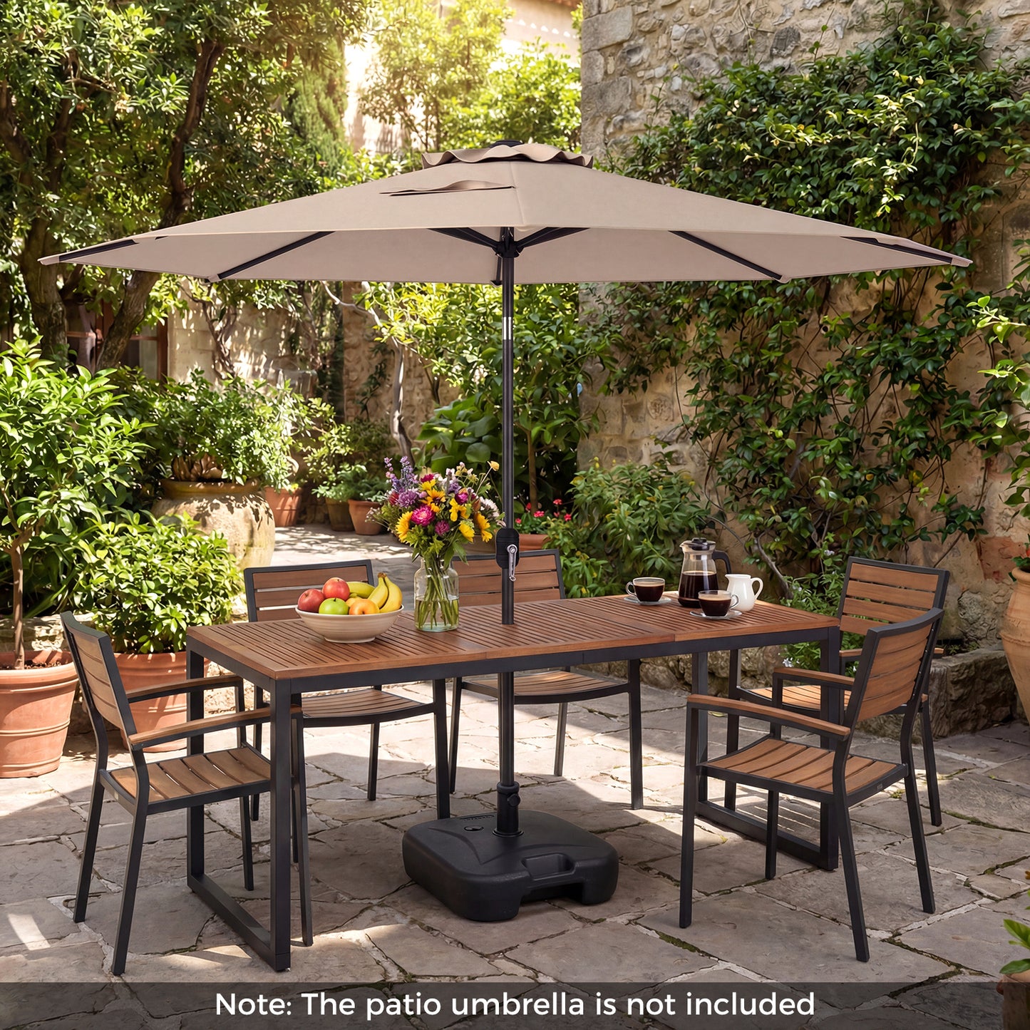Fillable Square Patio Umbrella Base Heavy-Duty Stand with 3 Couplers-Black