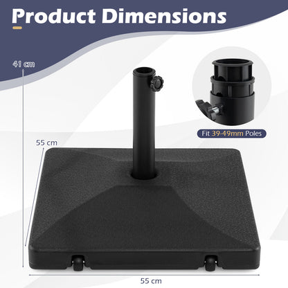 Fillable Umbrella Base 40 kg Heavy Duty with 2 Wheels-Black