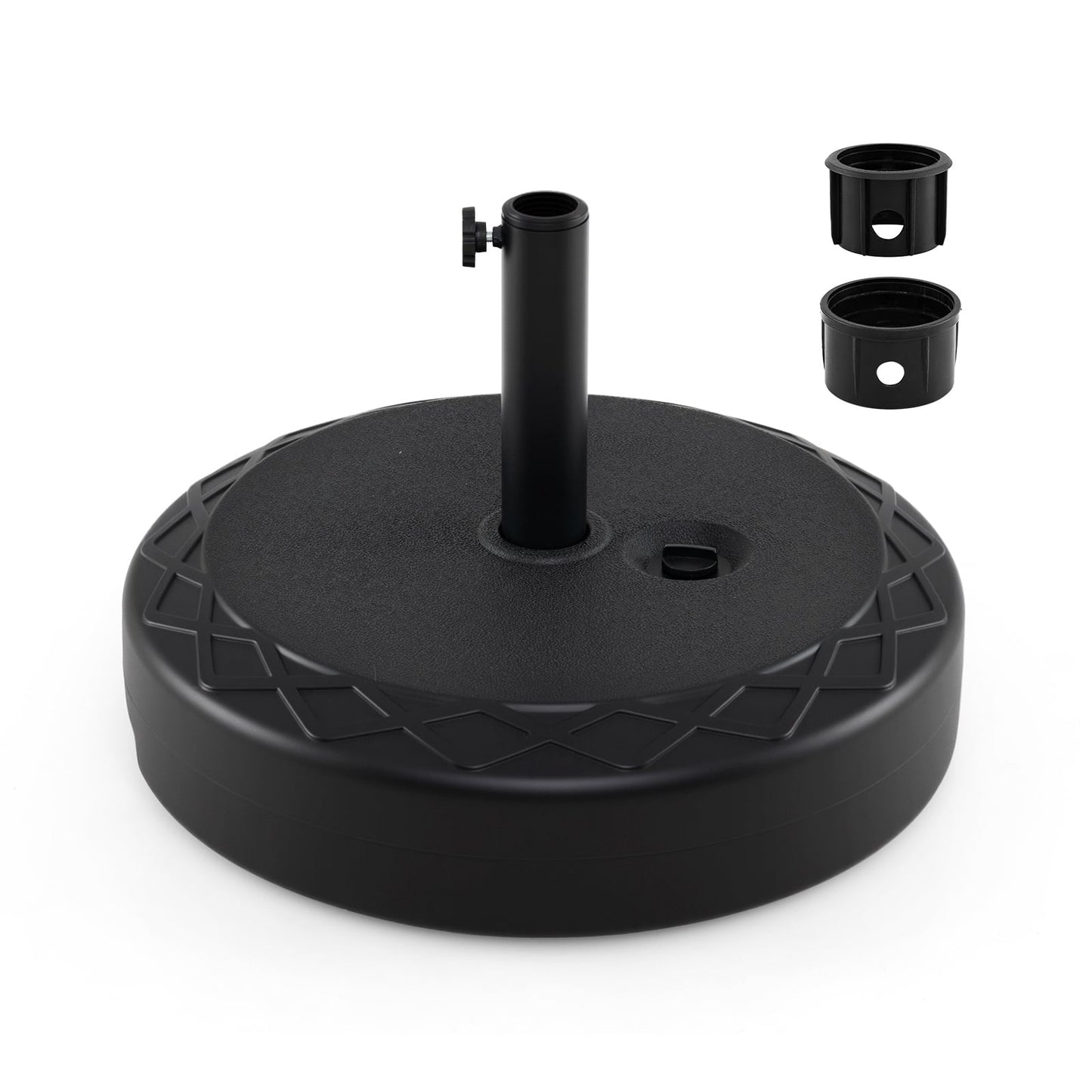 Fillable Umbrella Base 52 kg Heavy Duty Water/Sand Filled Round Market Umbrella Stand-Black