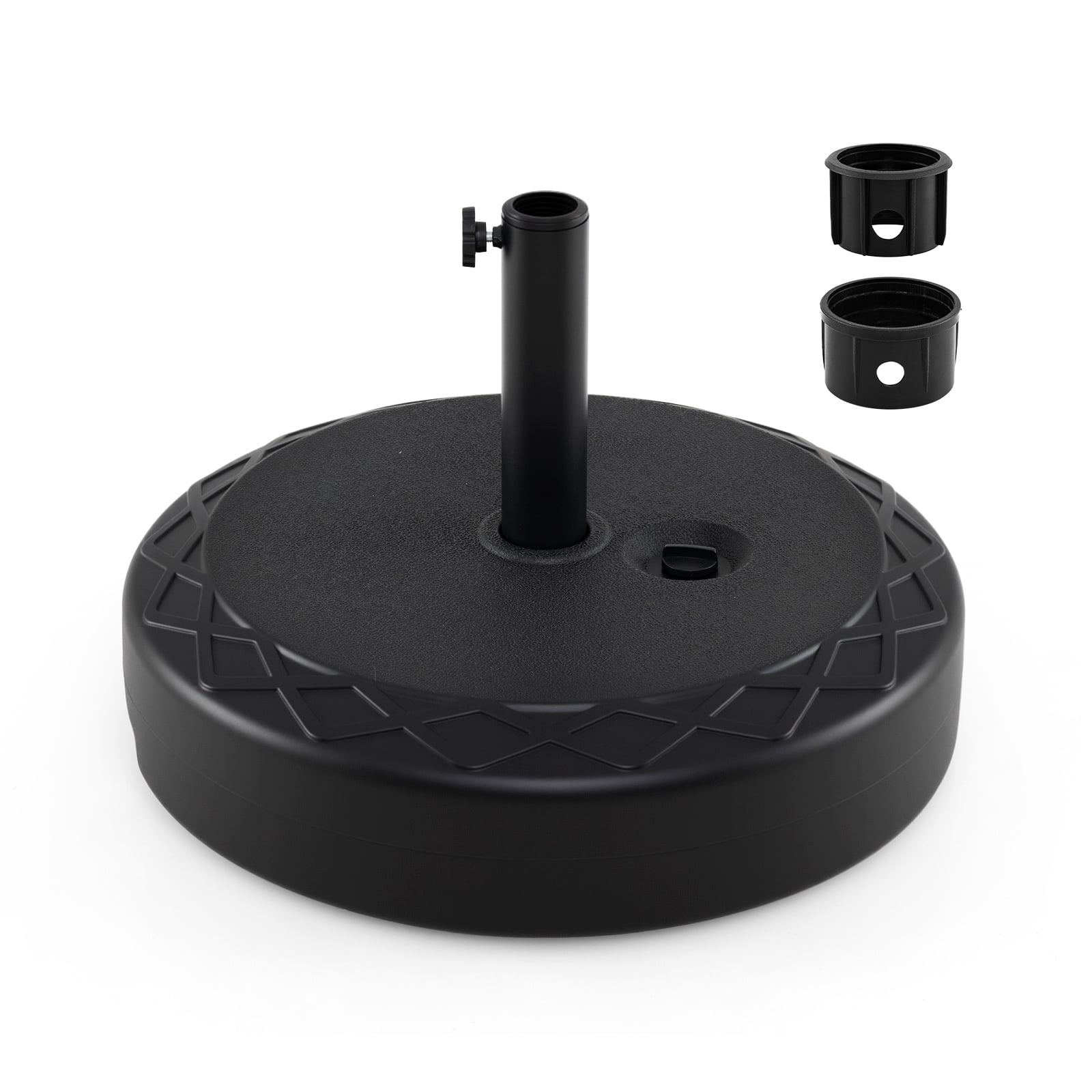 Fillable Umbrella Base 52 kg Heavy Duty Water/Sand Filled Round Market Umbrella Stand-Black