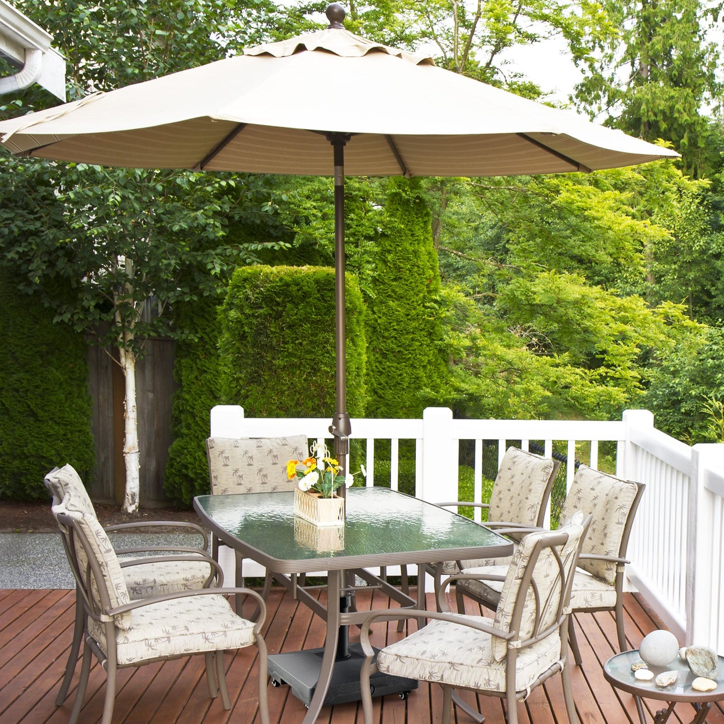 Fillable Umbrella Base Stand with Lockable Universal Wheels