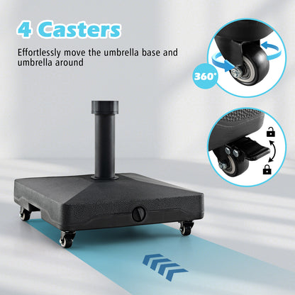Fillable Umbrella Base Stand with Lockable Universal Wheels