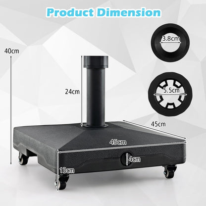 Fillable Umbrella Base Stand with Lockable Universal Wheels