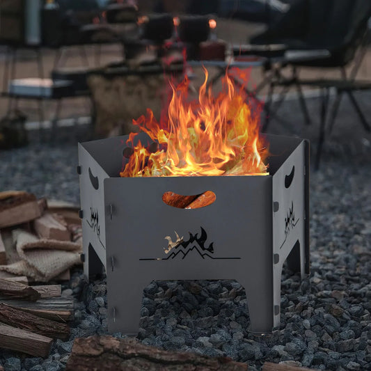 Collapsible Portable Plug Fire Pit with Storage Bag