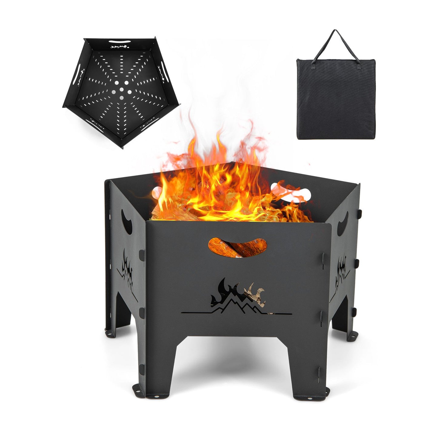 Collapsible Portable Plug Fire Pit with Storage Bag