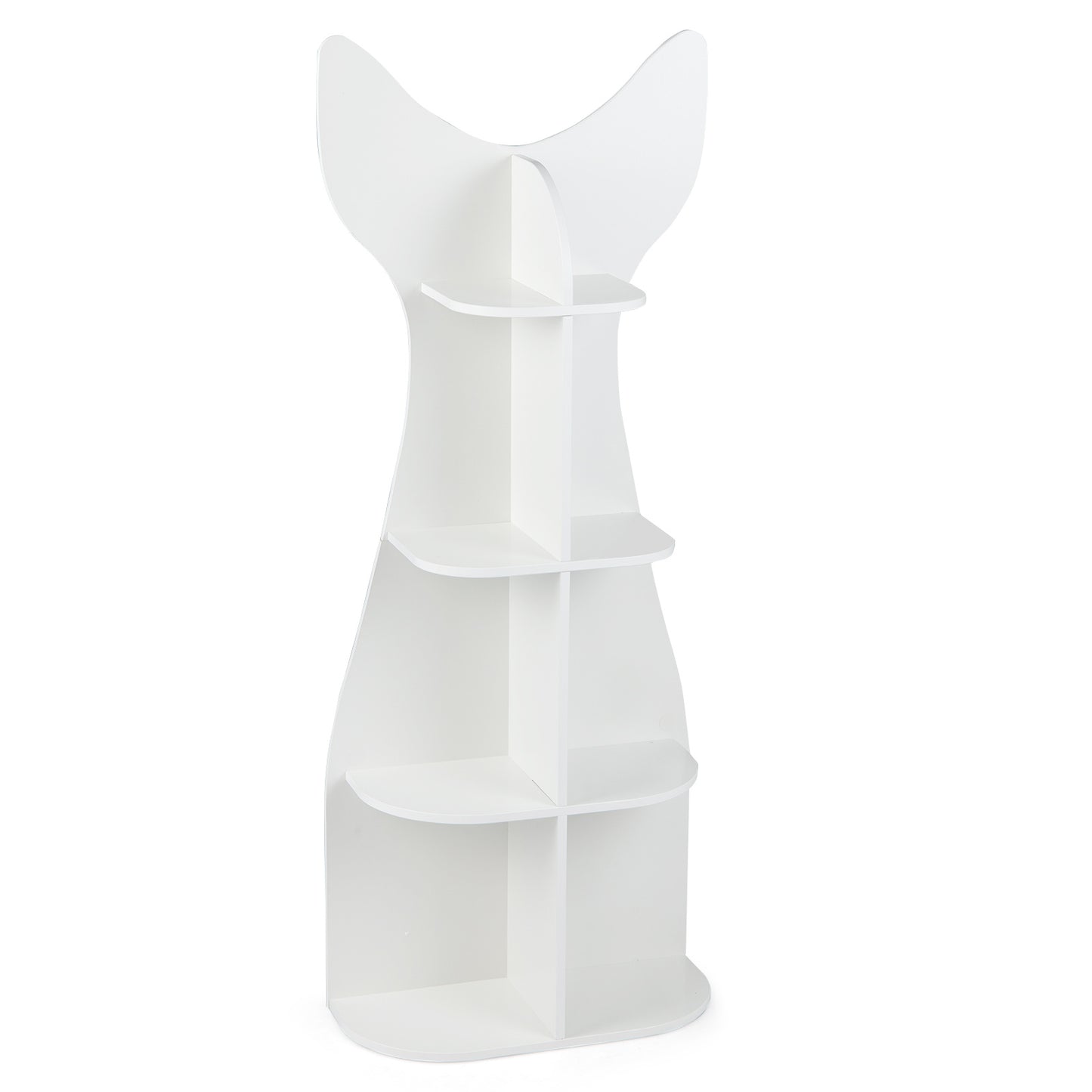 Fish-Shaped Kids Bookshelf with Open Shelves for Playroom-White
