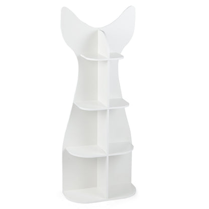 Fish-Shaped Kids Bookshelf with Open Shelves for Playroom-White
