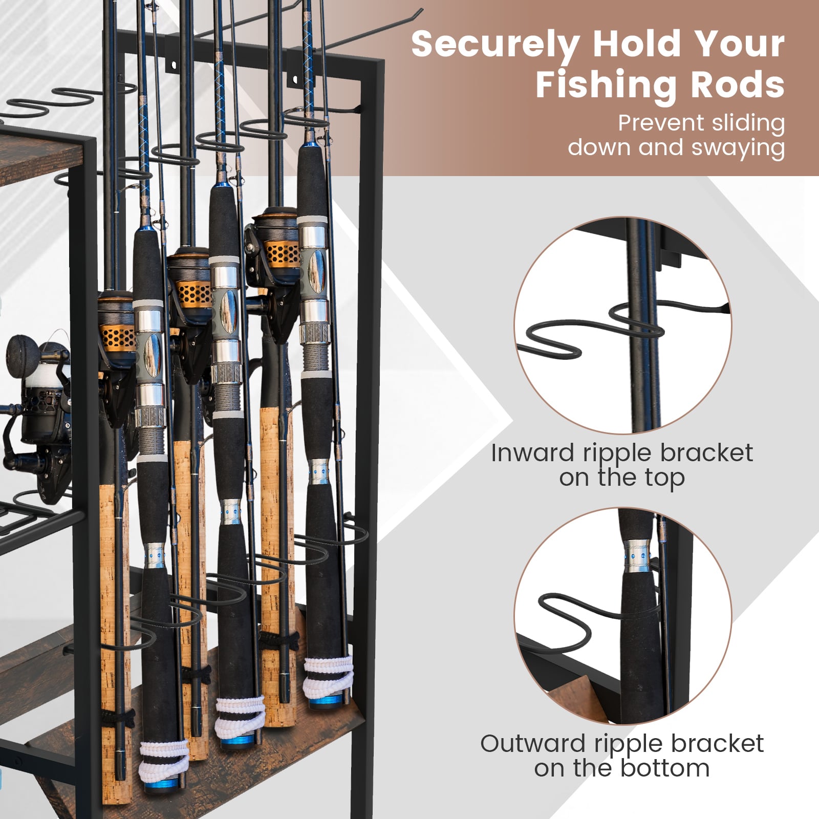 Fishing Rod Holder with Lockable Universal Wheels