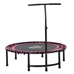 HOMCOM Mini Round Steel Frame Trampoline w/ Adjustable Handle, Pink