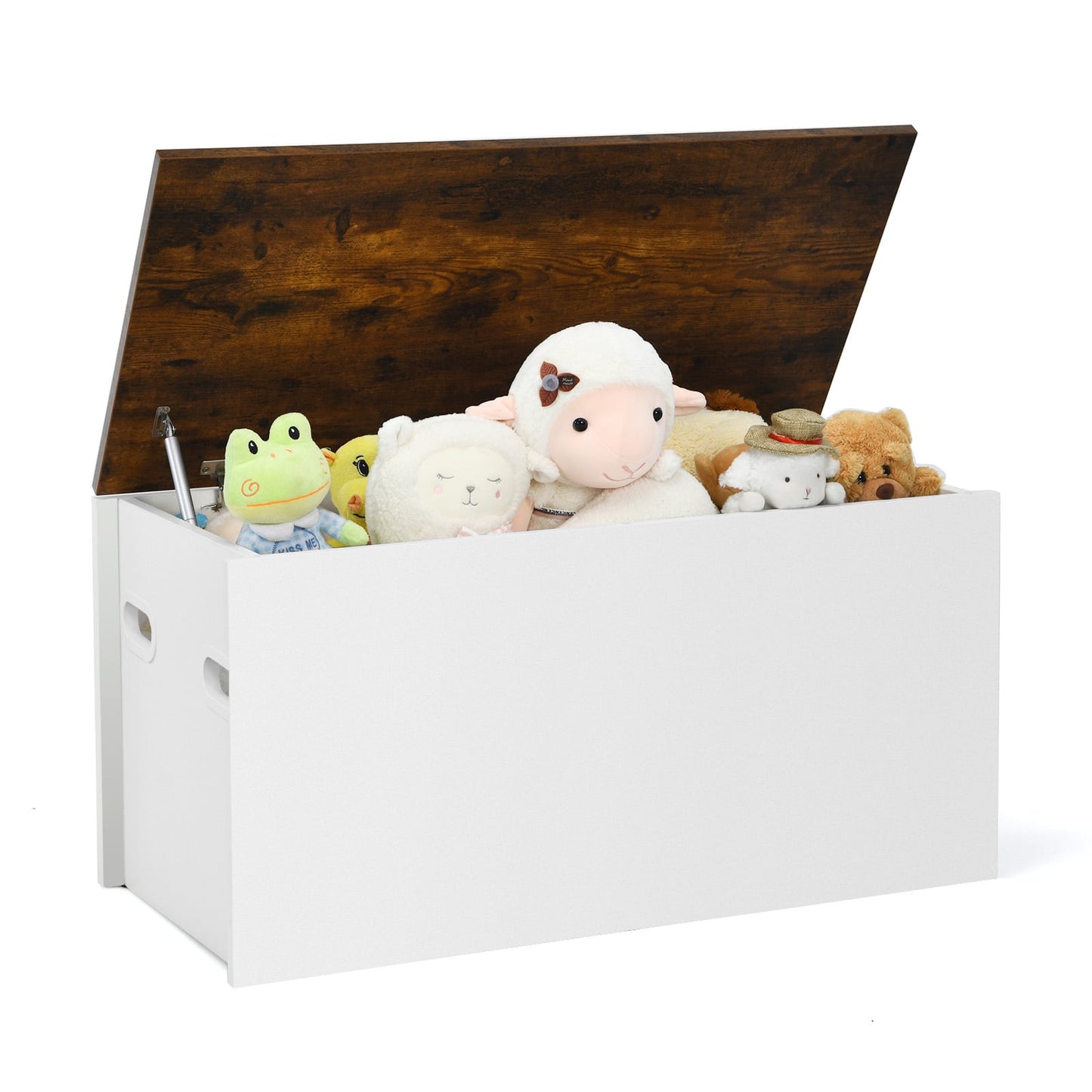 Flip-top Kids Storage Chest Toy Storage Bench with Handle-Rustic Brown