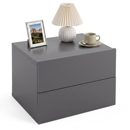 Floating Nightstand with Storage Drawers Wall Mounted for Living Room Bedroom-Gtey