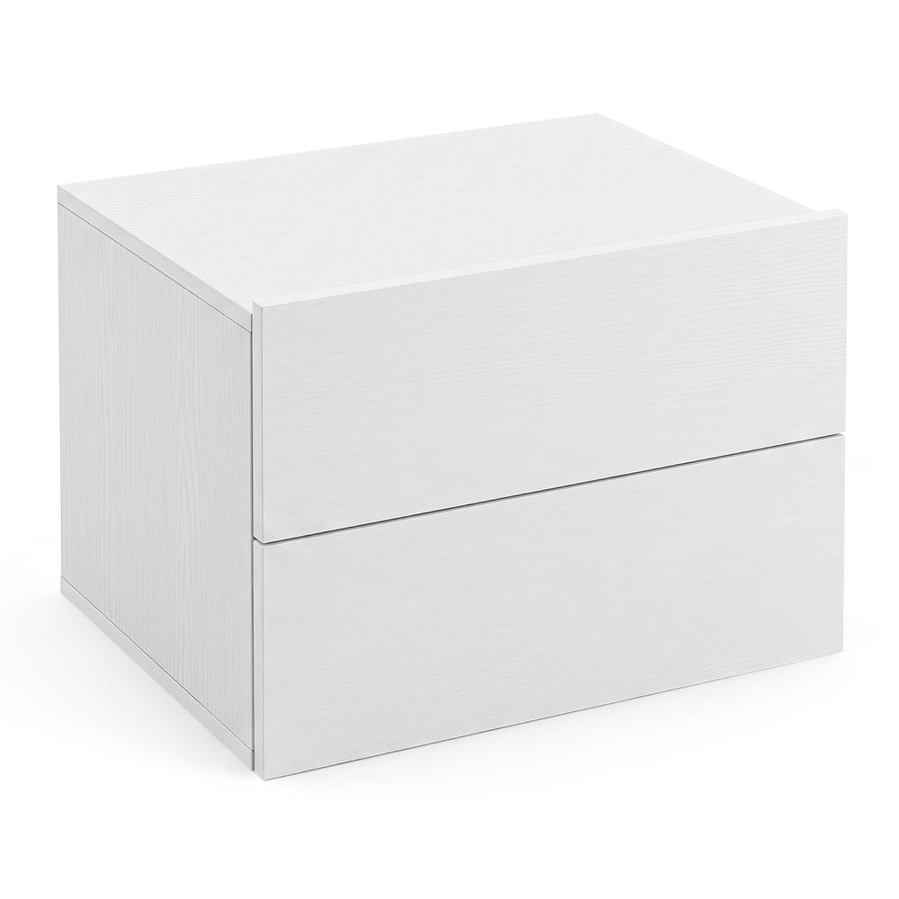 Floating Nightstand with Storage Drawers Wall Mounted for Living Room Bedroom-White