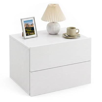 Floating Nightstand with Storage Drawers Wall Mounted for Living Room Bedroom-White