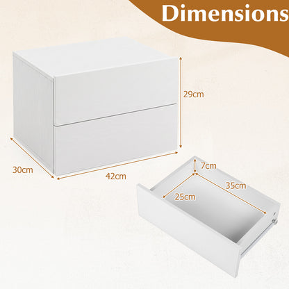 Floating Nightstand with Storage Drawers Wall Mounted for Living Room Bedroom-White