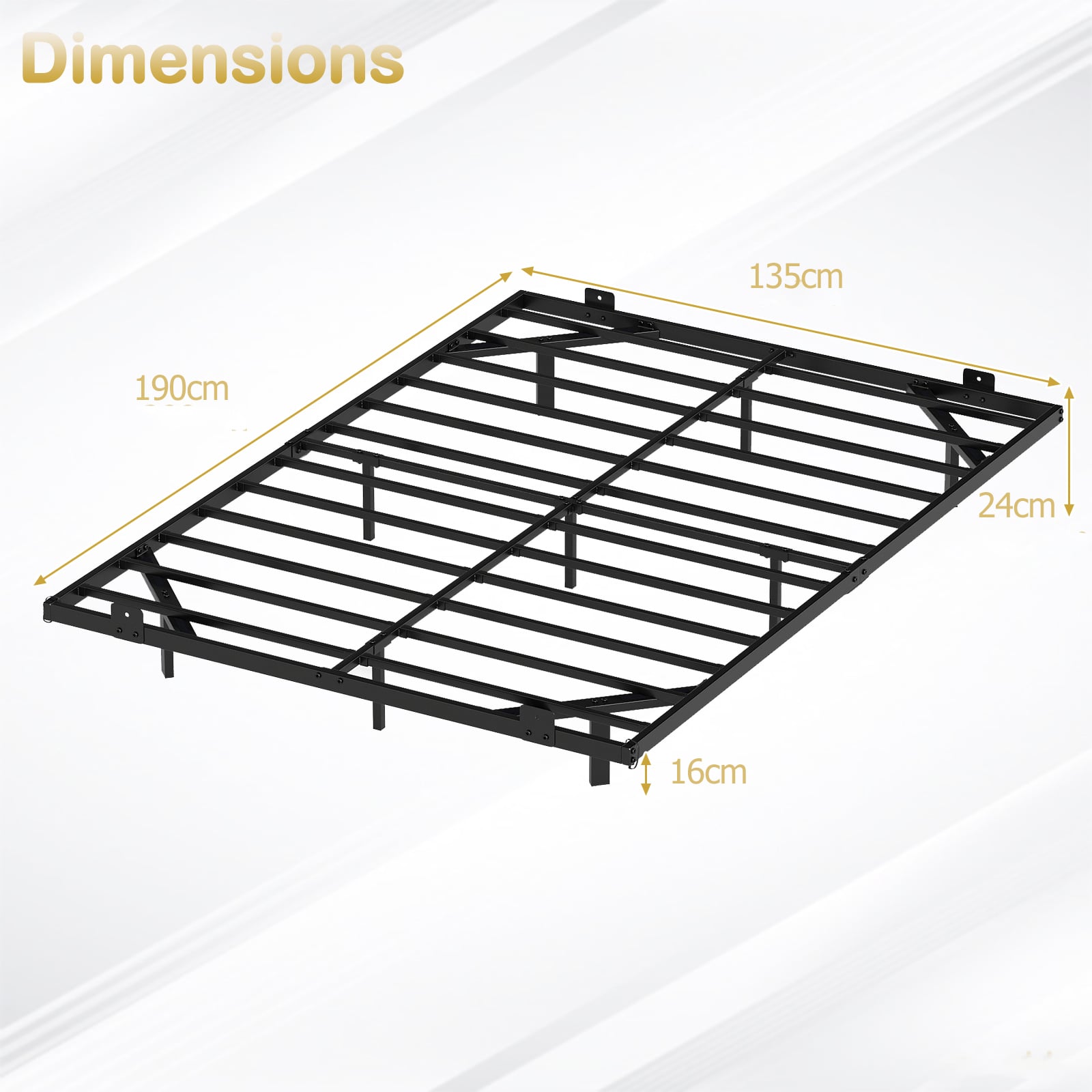 Double/King Size Floating Bed Frame Modern Metal Platform Bed with LED Lights-Double Size