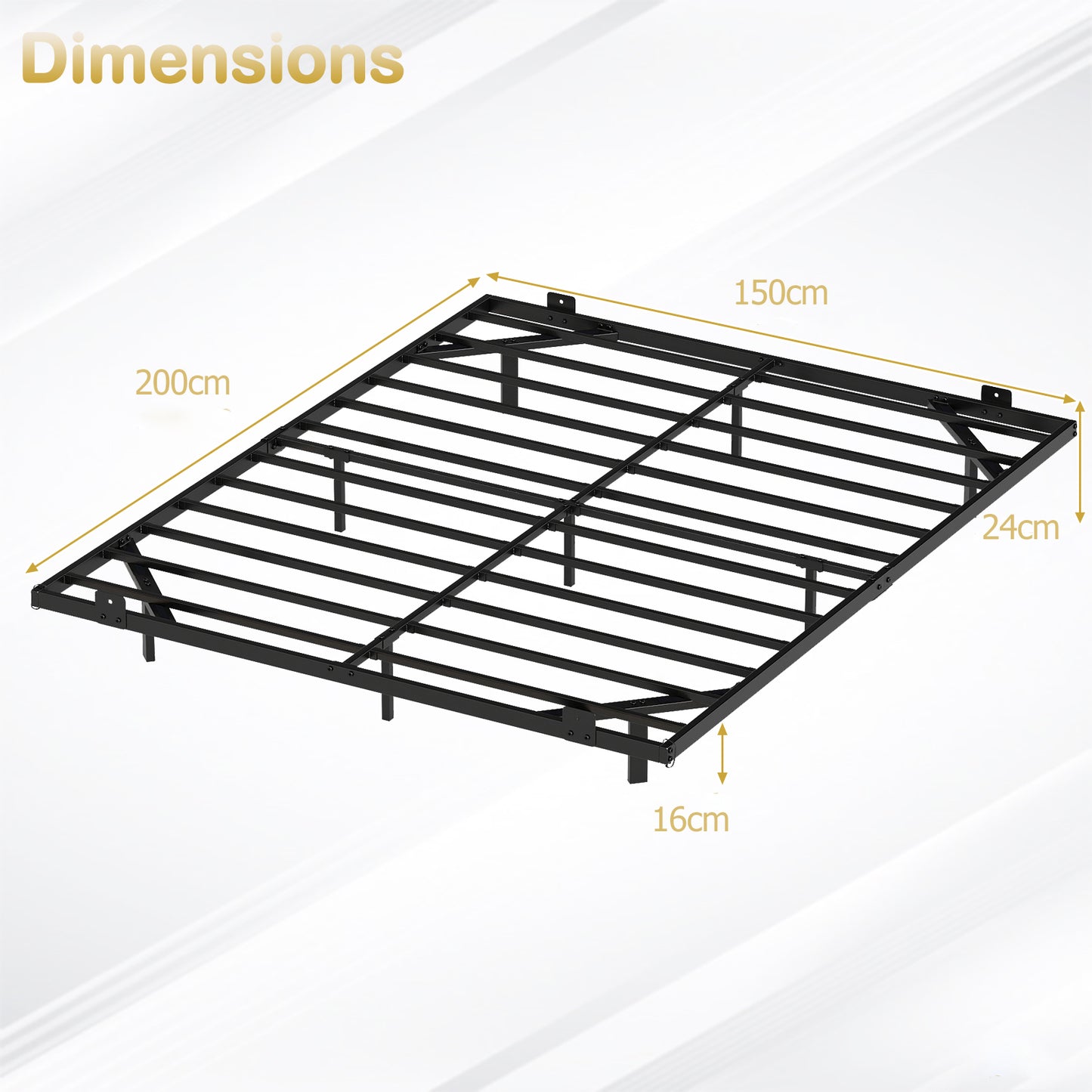 Double/King Size Floating Bed Frame Modern Metal Platform Bed with LED Lights-king size