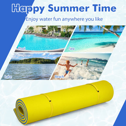 9' x 6' 3 Layer Floating Water Pad Foam Mat -Yellow