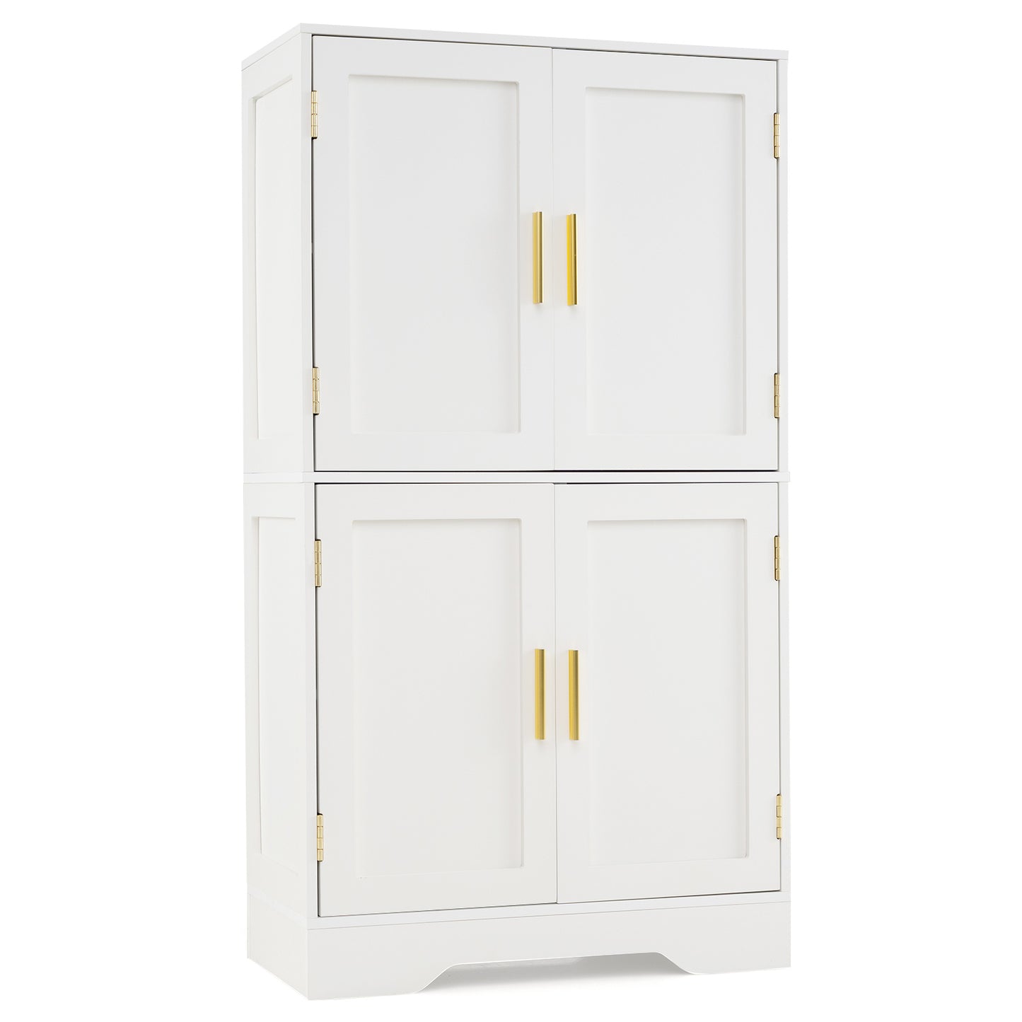 Floor Storage Cabinet with 4 Doors and 2 Adjustable Shelves Anti-toppling Kits Included-White