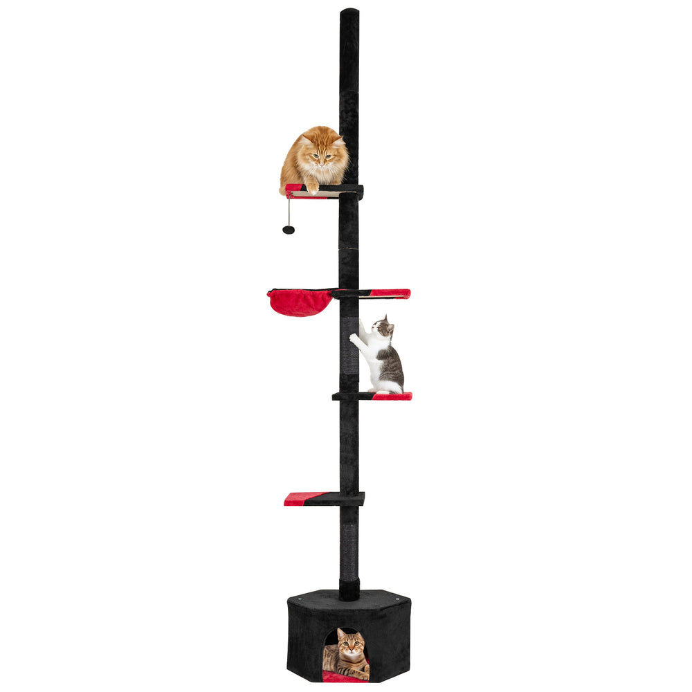 Floor to Ceiling Gothic Cat Tree 245-300 CM Adjustable-Black