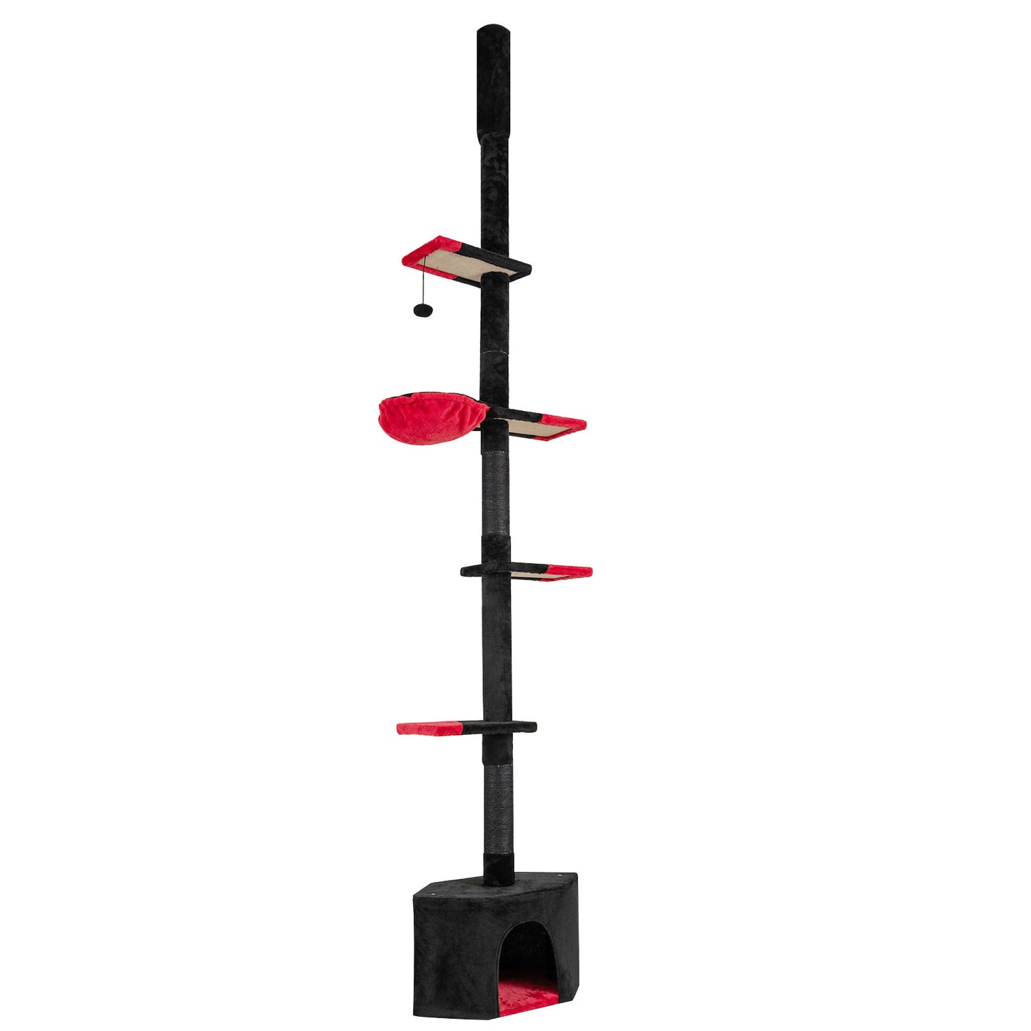 Floor to Ceiling Gothic Cat Tree 245-300 CM Adjustable-Black
