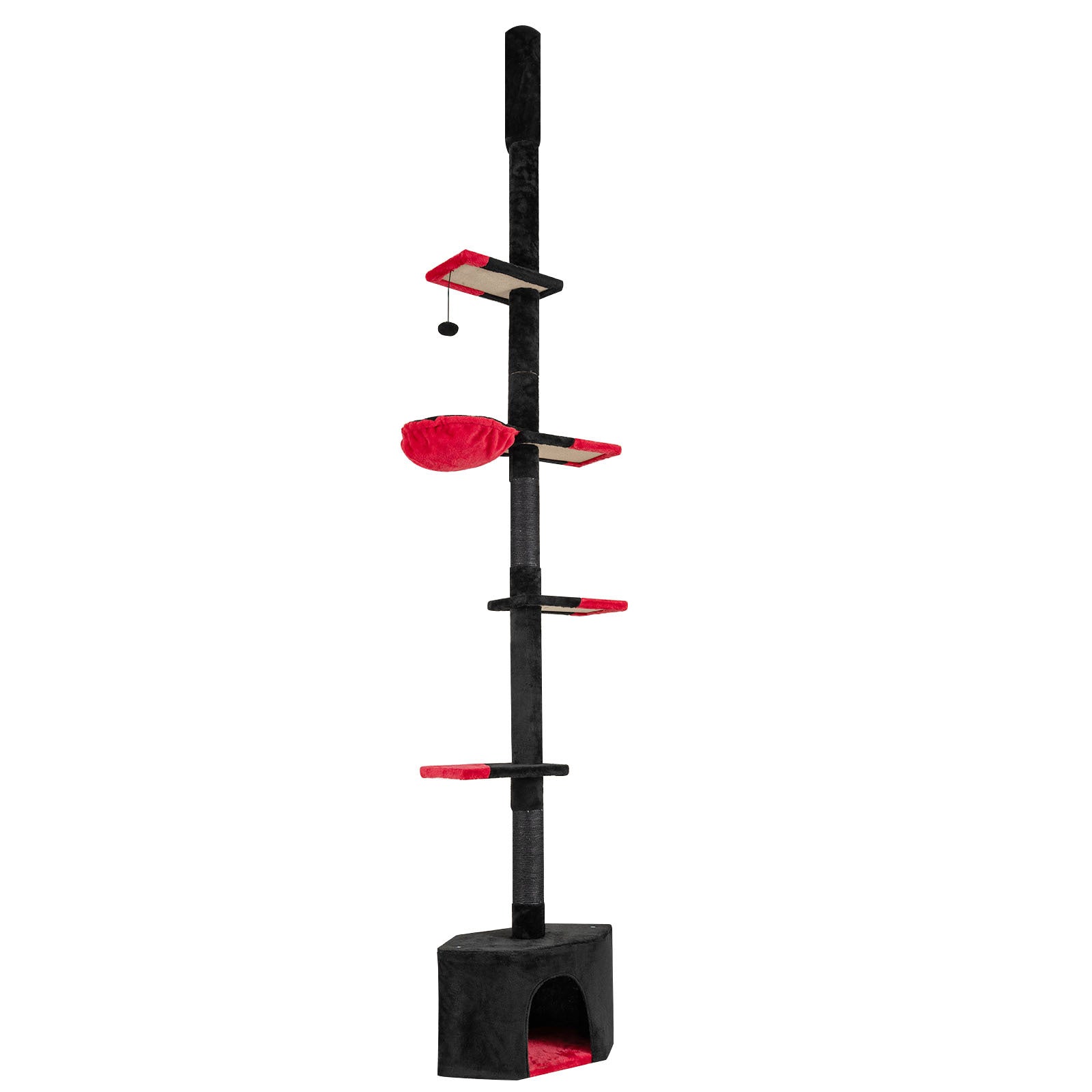 Floor to Ceiling Gothic Cat Tree 245-300 CM Adjustable-Black