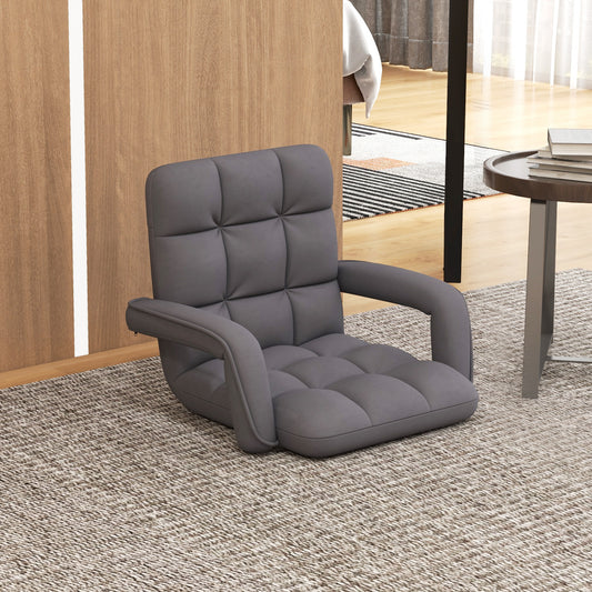 Floor Gaming Chair for Adults with Back Support and Adjustable 6-Position-Grey