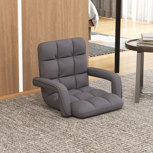 Floor Gaming Chair for Adults with Back Support and Adjustable 6-Position-Grey