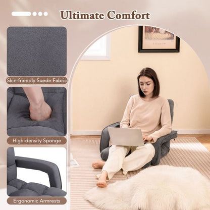 Floor Gaming Chair for Adults with Back Support and Adjustable 6-Position-Grey