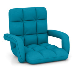 Floor Gaming Chair for Adults with Back Support and Adjustable 6-Position-Blue