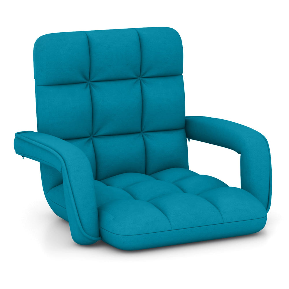 Floor Gaming Chair for Adults with Back Support and Adjustable 6-Position-Blue