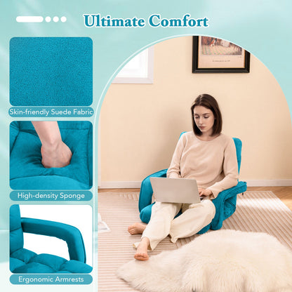 Floor Gaming Chair for Adults with Back Support and Adjustable 6-Position-Blue