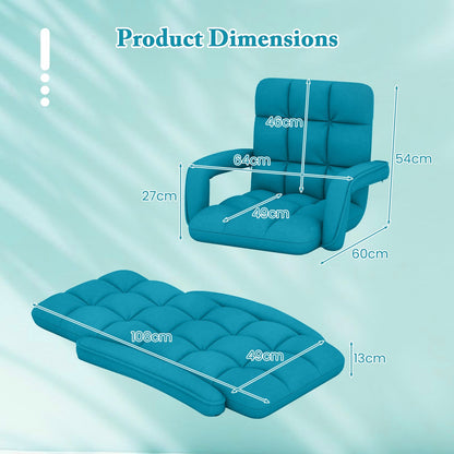 Floor Gaming Chair for Adults with Back Support and Adjustable 6-Position-Blue