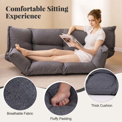 Floor Sofa Chair with 5-Postion Adjustable Backrest and Armrests-Grey