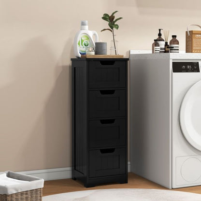 Floor Storage Cabinet Freestanding Bathroom Cabinet with 4 Drawers-Black